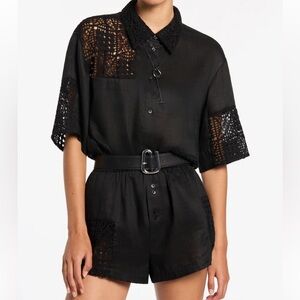 SIR THE LABEL Rayure Patchwork Crochet Set in Linen & Cotton-knit Size 1